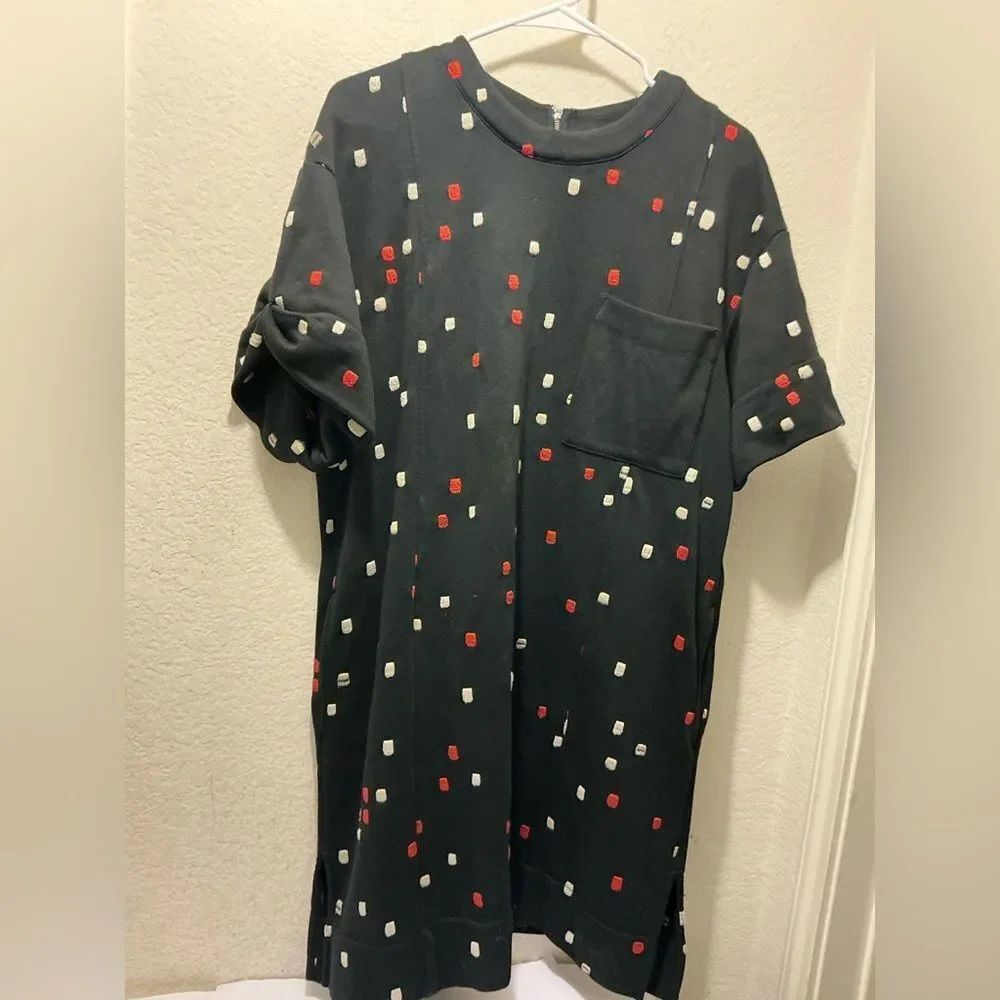 Jason Wu Black Shirt dress  with Red and White Pattern women’s shirt dress